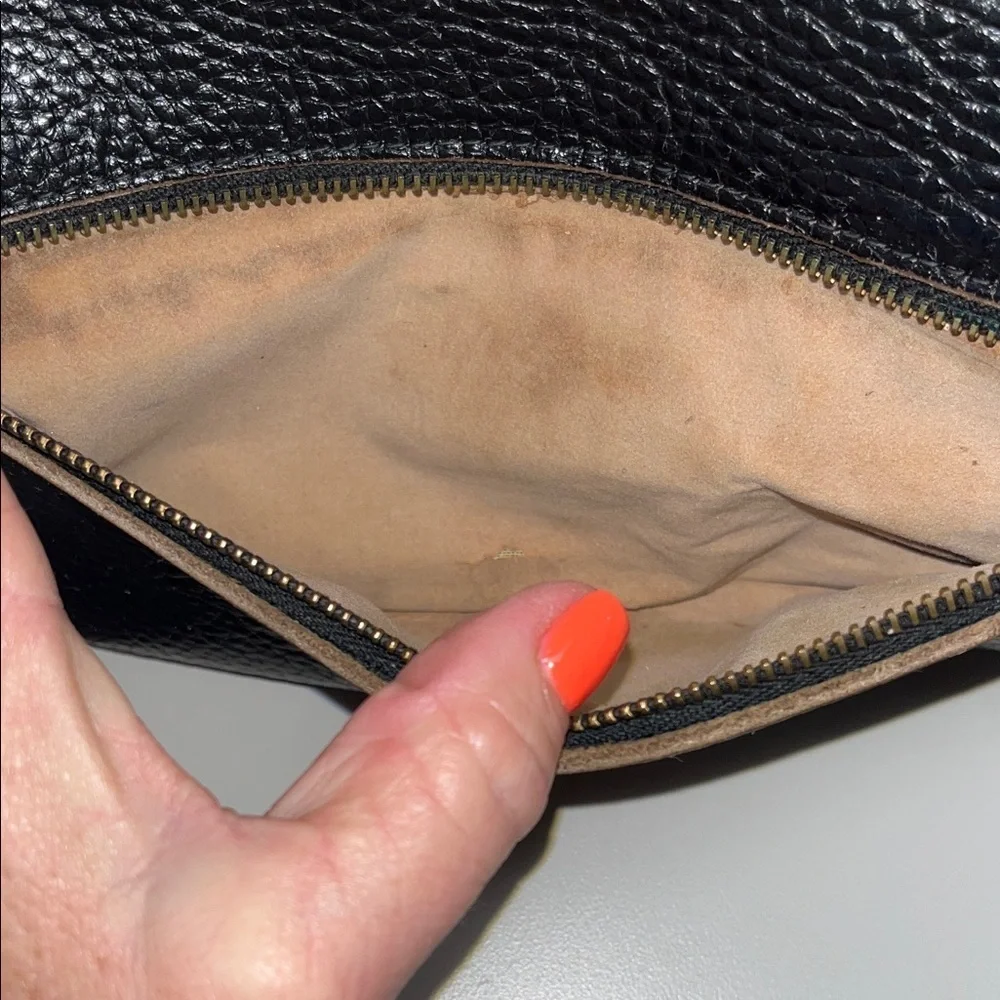 Source Unknown Leather Black Clutch with snap & zip pockets